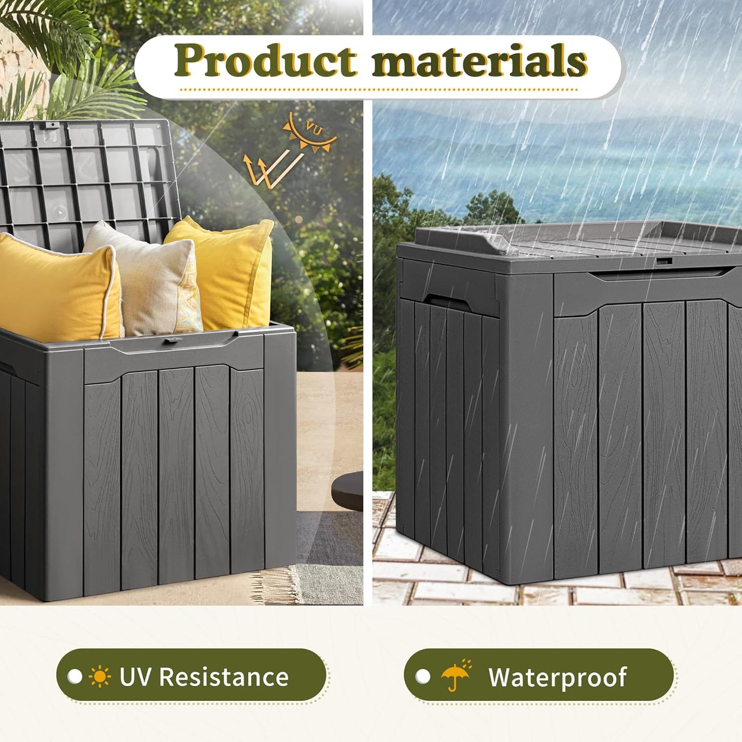 100 Gallon Large Resin Deck Box Waterproof Lockable Outdoor Storage Black