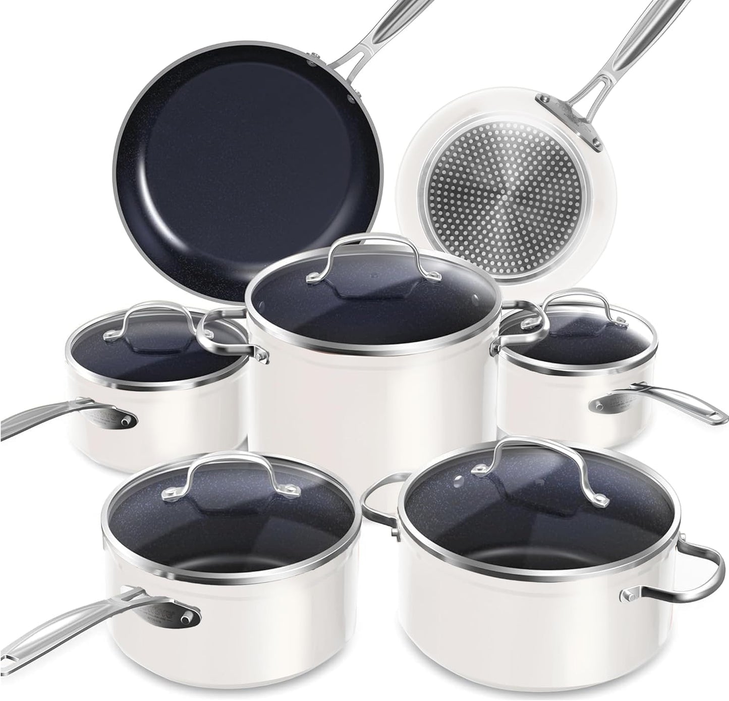 Duralon Blue Ceramic Nonstick Cookware Set Diamond Infused PFAS Free