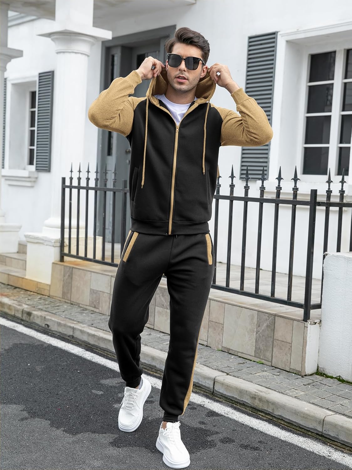 Zip Up Hoodie Sweatsuits Athletic Jogging Suit Set Casual Outfit with Pockets