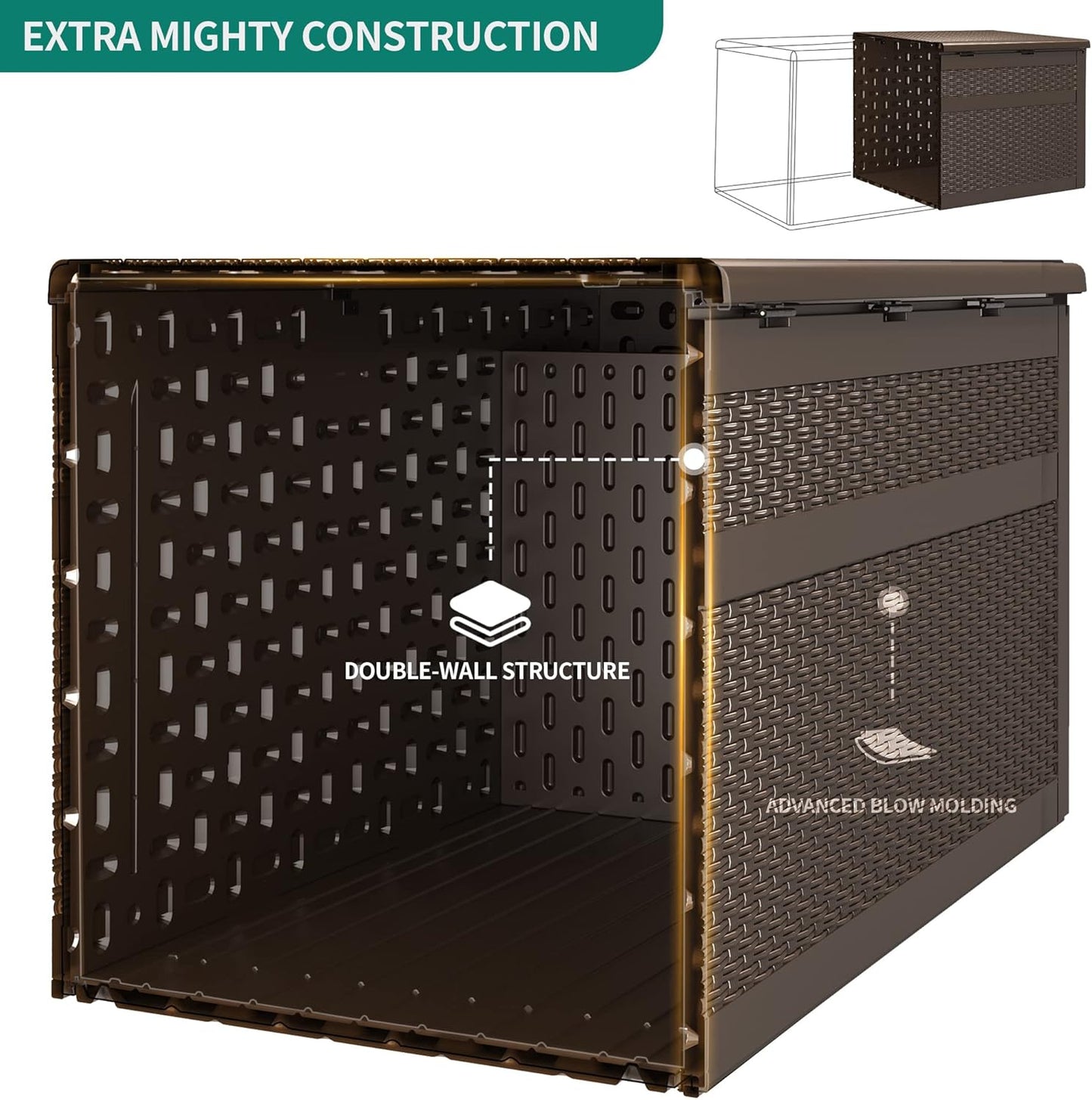 100 Gallon Resin Deck Box Weather Resistant Lockable Outdoor Storage Taupe