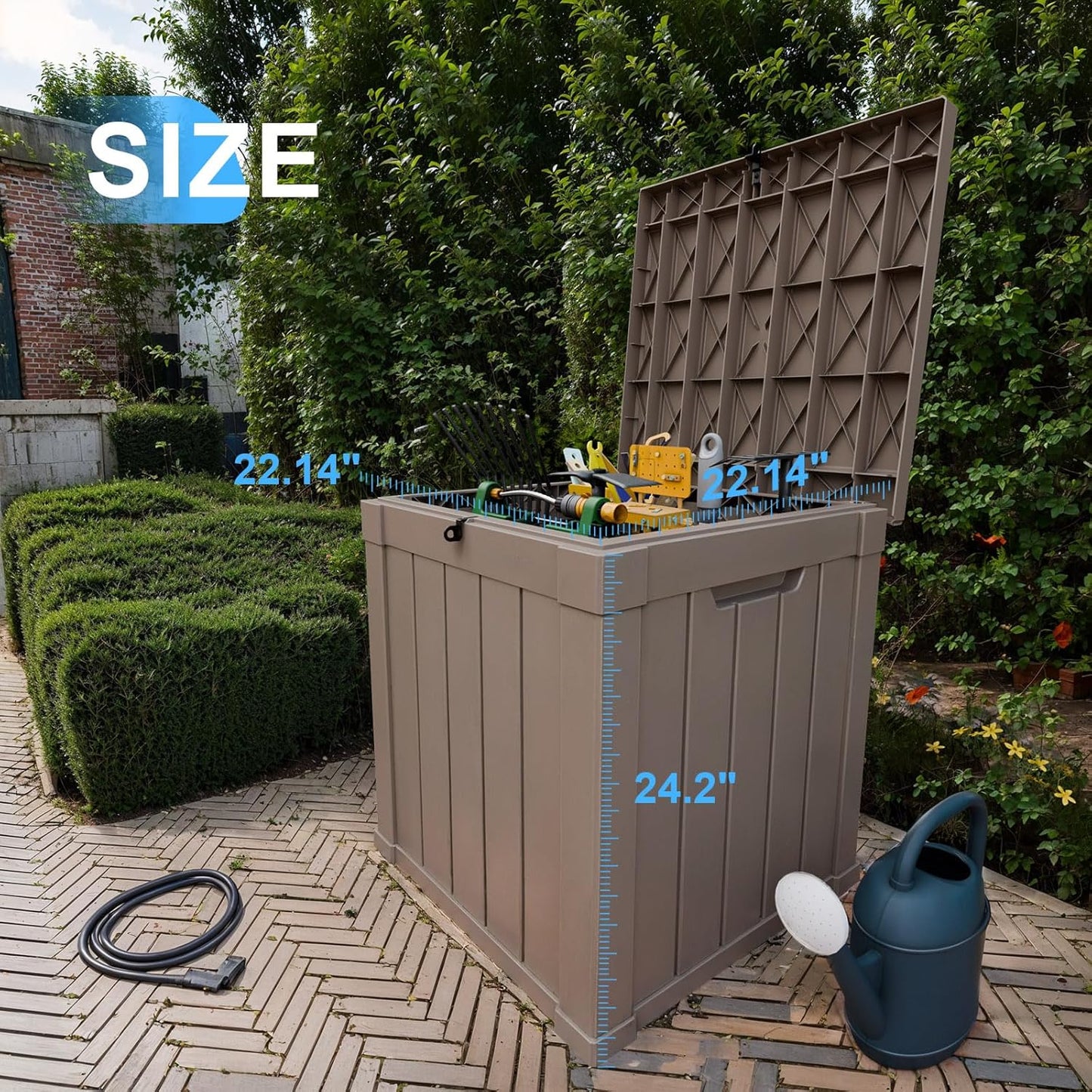 100 Gallon Resin Deck Box Lockable Waterproof Outdoor Storage Black