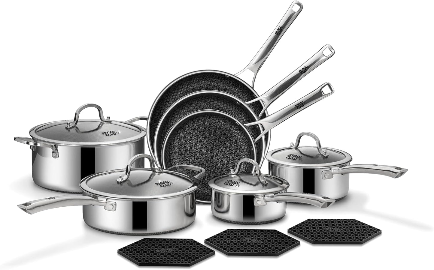 14 Piece Non Stick Pots and Pans Set Stainless Steel Cookware PFOA Free Induction