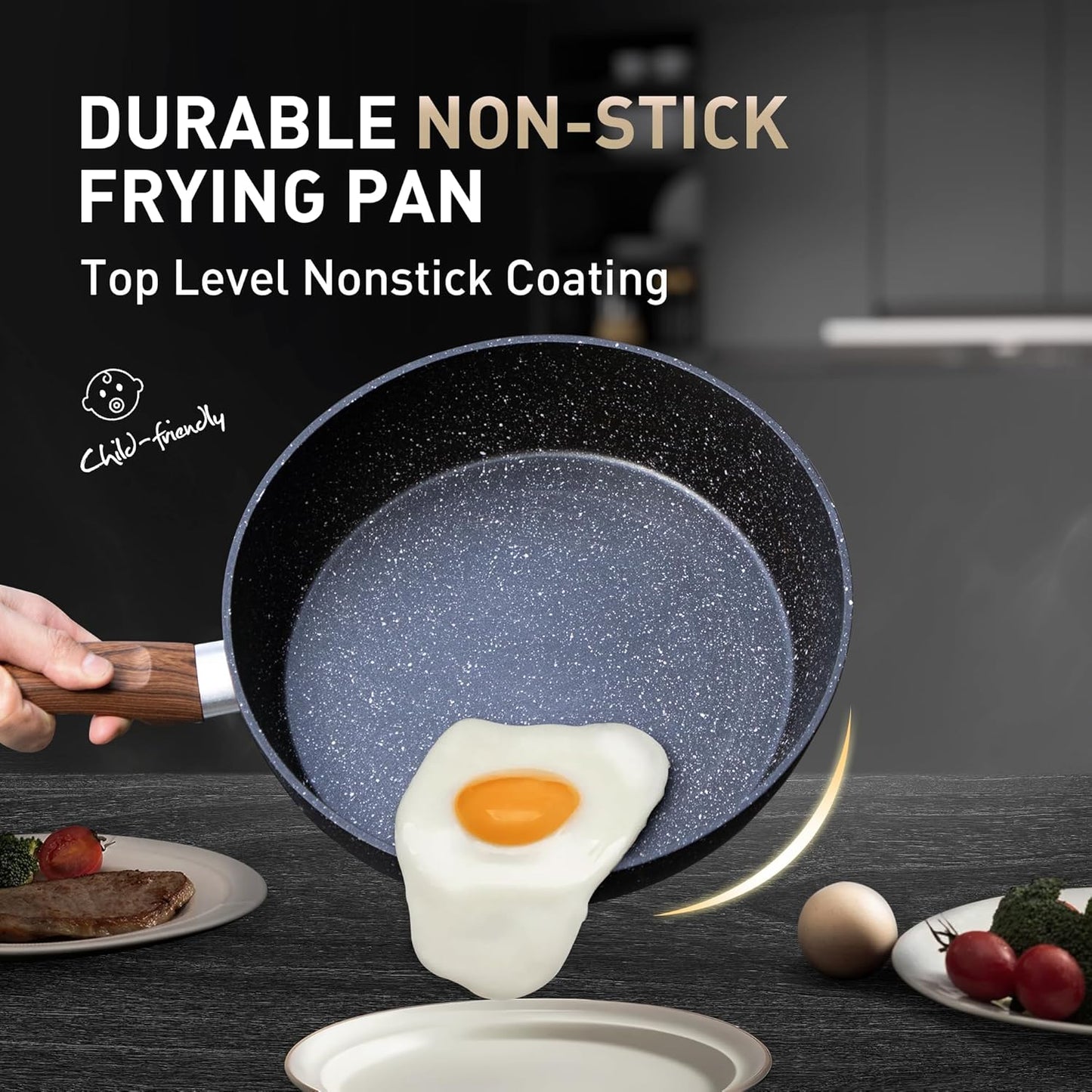 12 Piece Green Granite Nonstick Pots and Pans Set Induction Compatible Cookware
