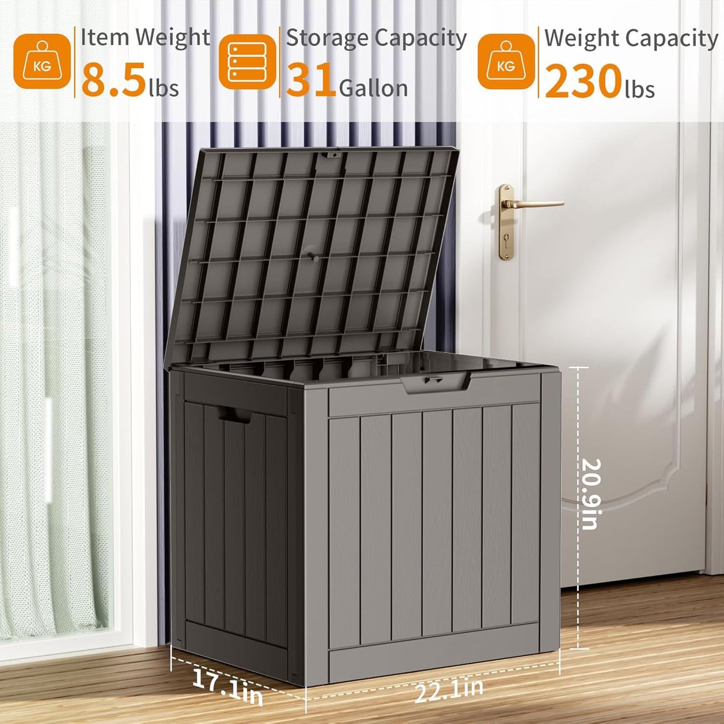 100 Gallon Resin Deck Box Lockable Waterproof Outdoor Storage Black