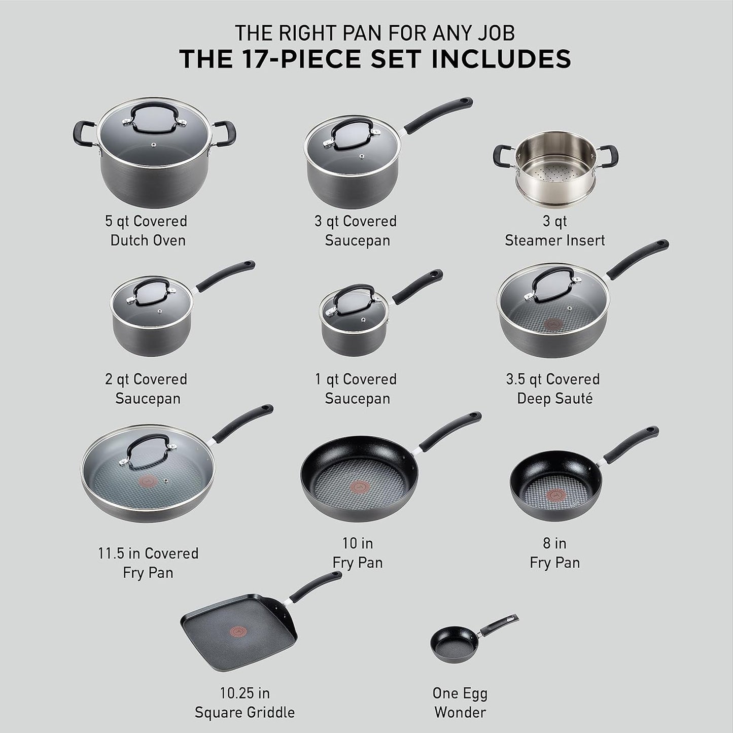 14 Piece Hard Anodized Nonstick Cookware Set Pots Pans Fry Pans and Dutch Oven