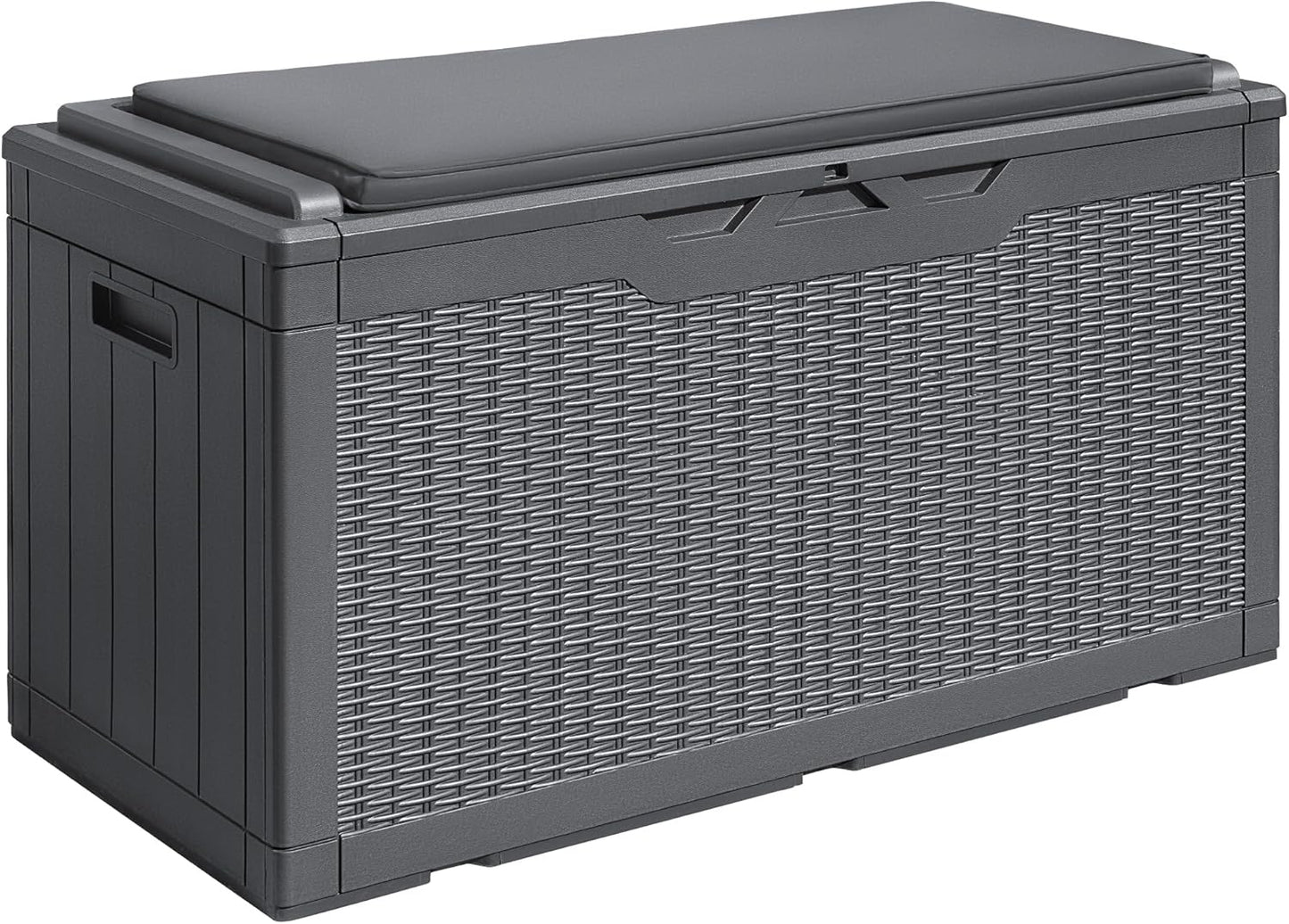 100 Gallon Large Resin Deck Box Waterproof Lockable Outdoor Storage Black