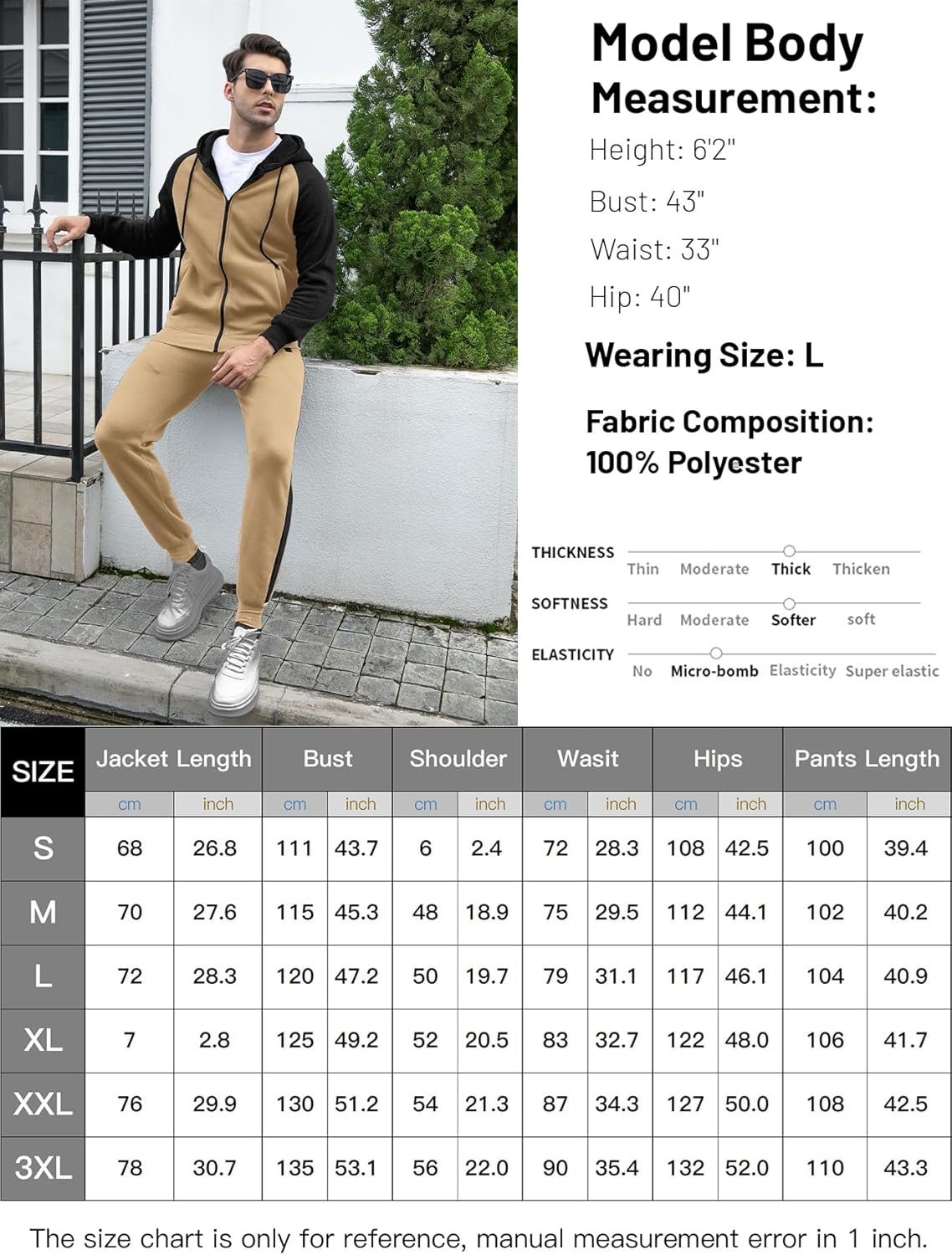 Zip Up Hoodie Sweatsuits Athletic Jogging Suit Set Casual Outfit with Pockets
