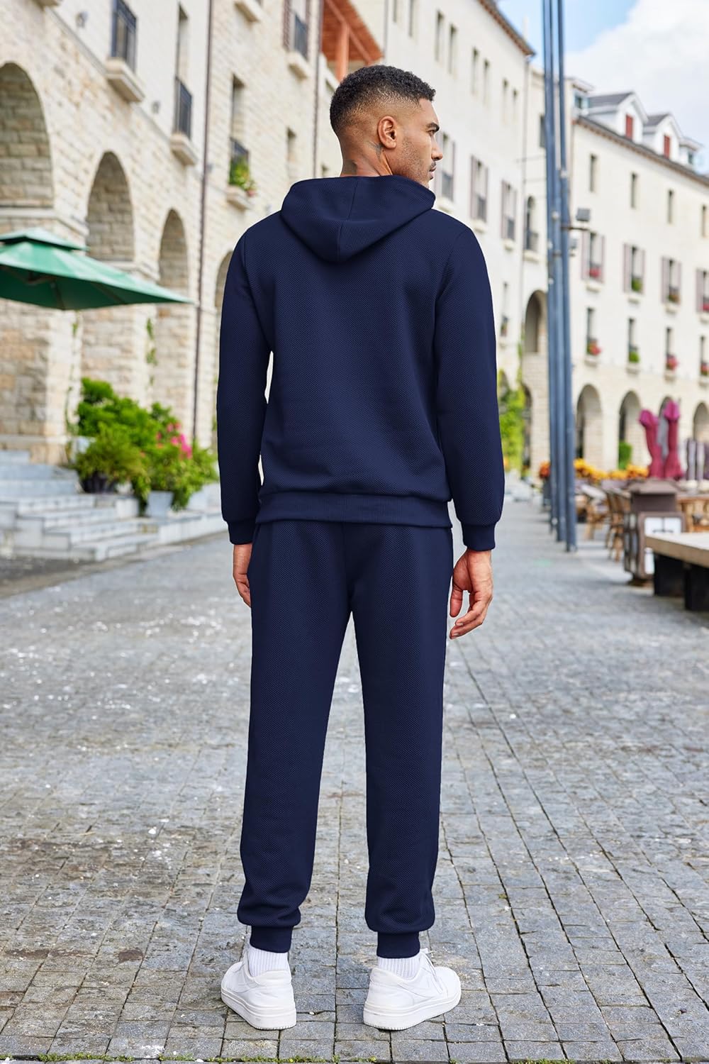 Men's Tracksuits 2 Pieces Waffle Hoodies Jogging Suit Set