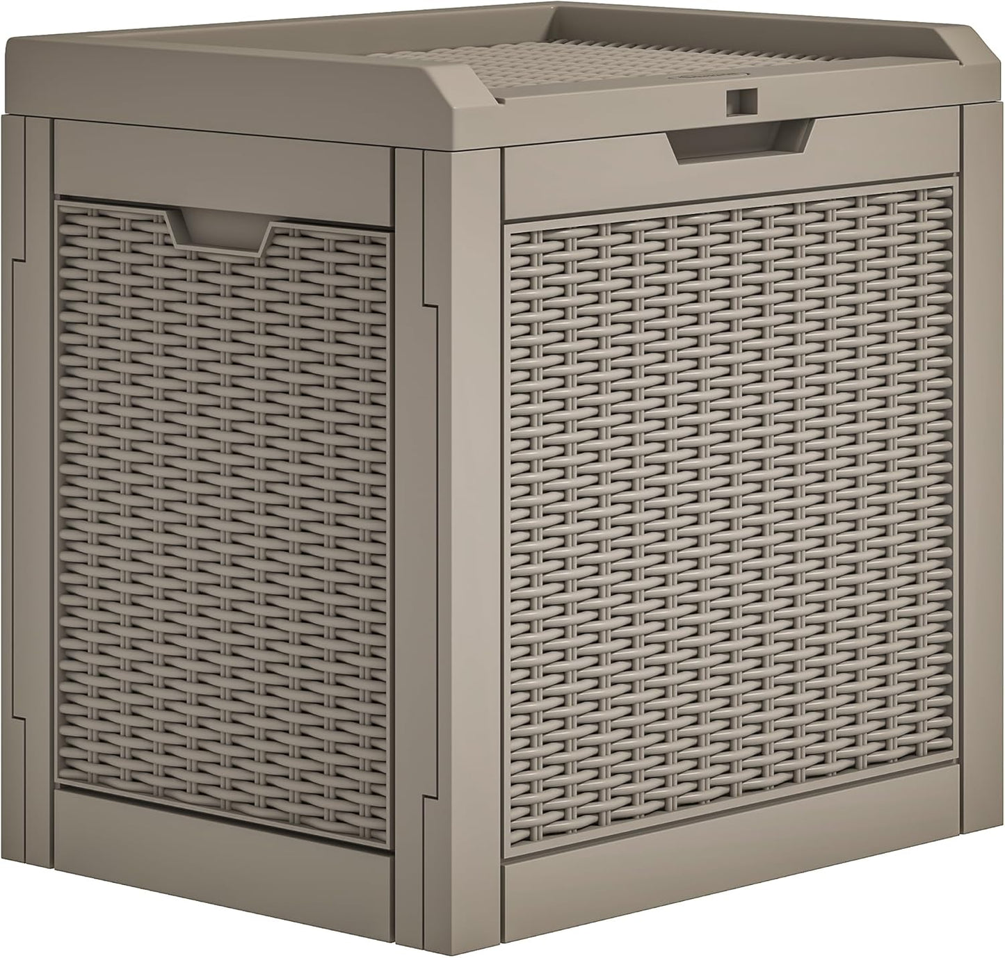 100 Gallon Resin Deck Box Weather Resistant Lockable Outdoor Storage Taupe