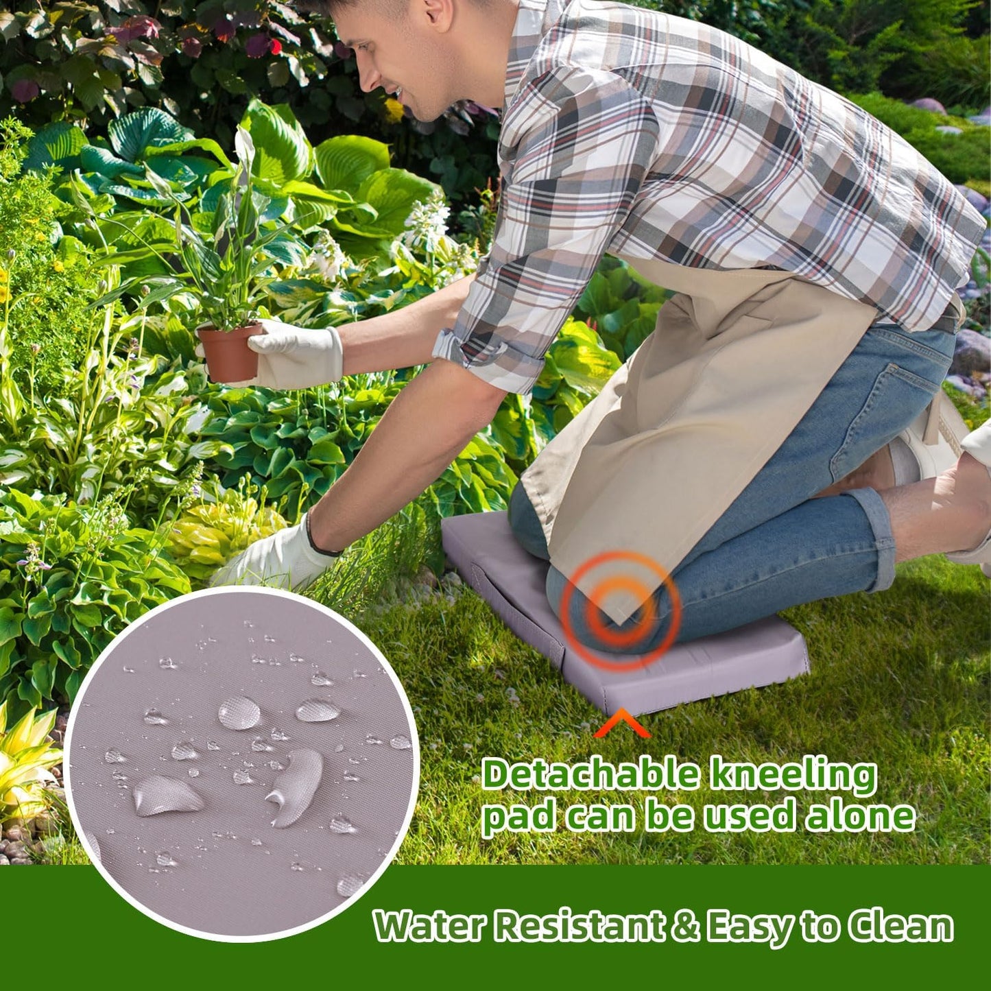 Foldable Heavy Duty Garden Kneeler and Seat with EVA Pad and Tool Pouches