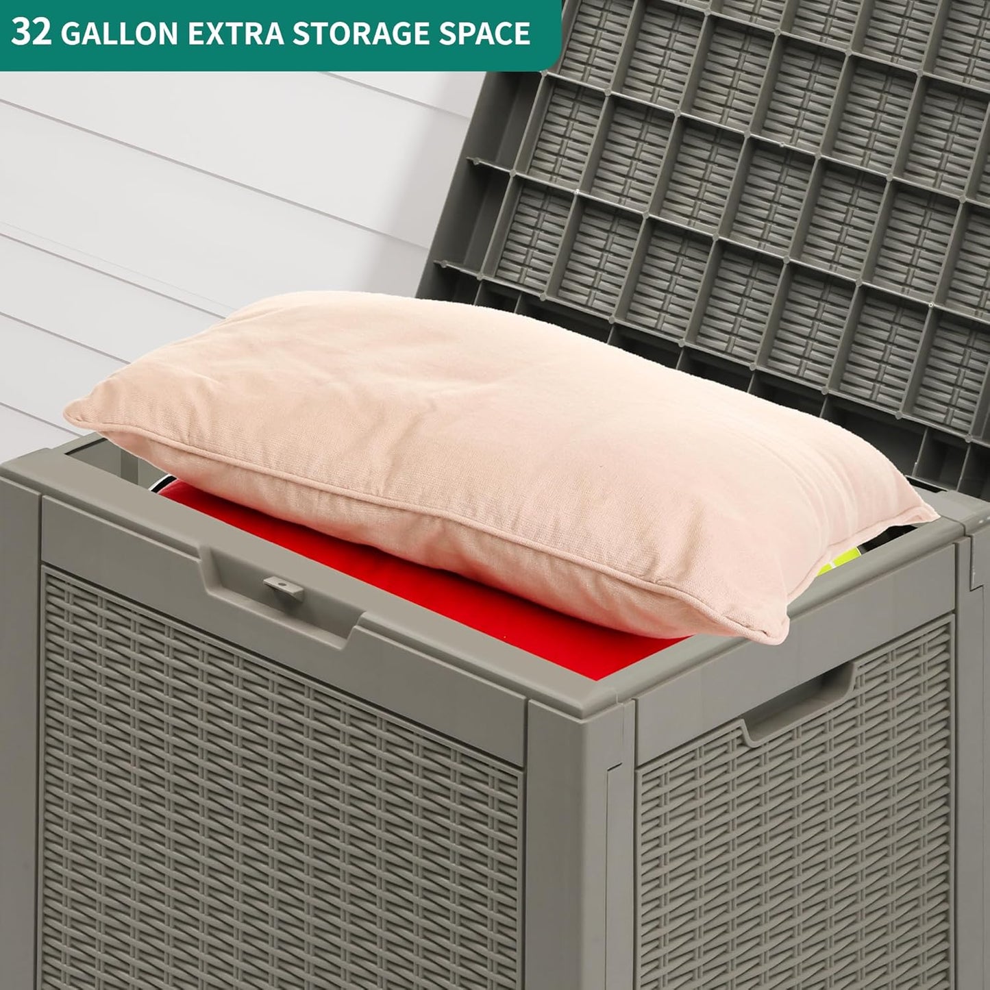 260 Gallon XXL Deck Box Outdoor Resin Lockable Water Resistant Storage Brown