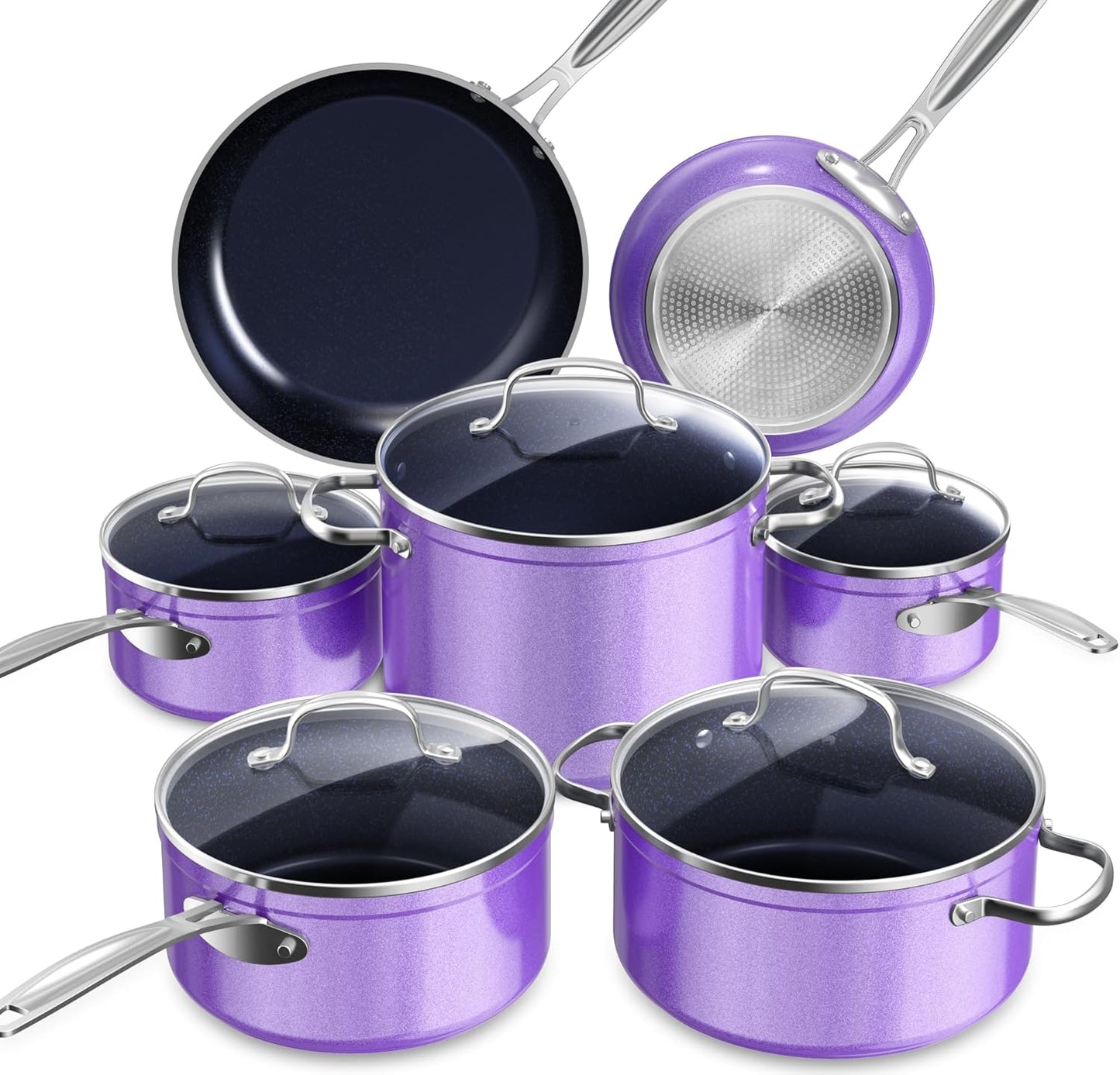 Duralon Blue Ceramic Nonstick Cookware Set Diamond Infused PFAS Free