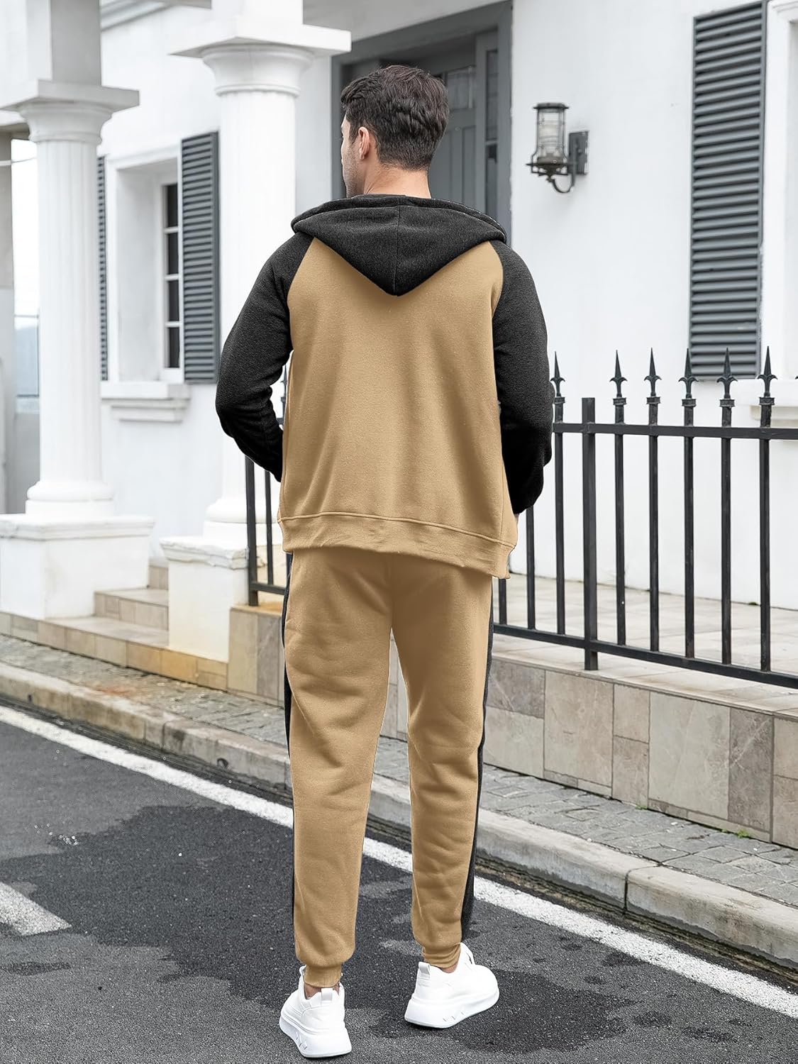 Men's Tracksuit 2 Pieces Set Zip Up Hoodie Outfit with Pockets