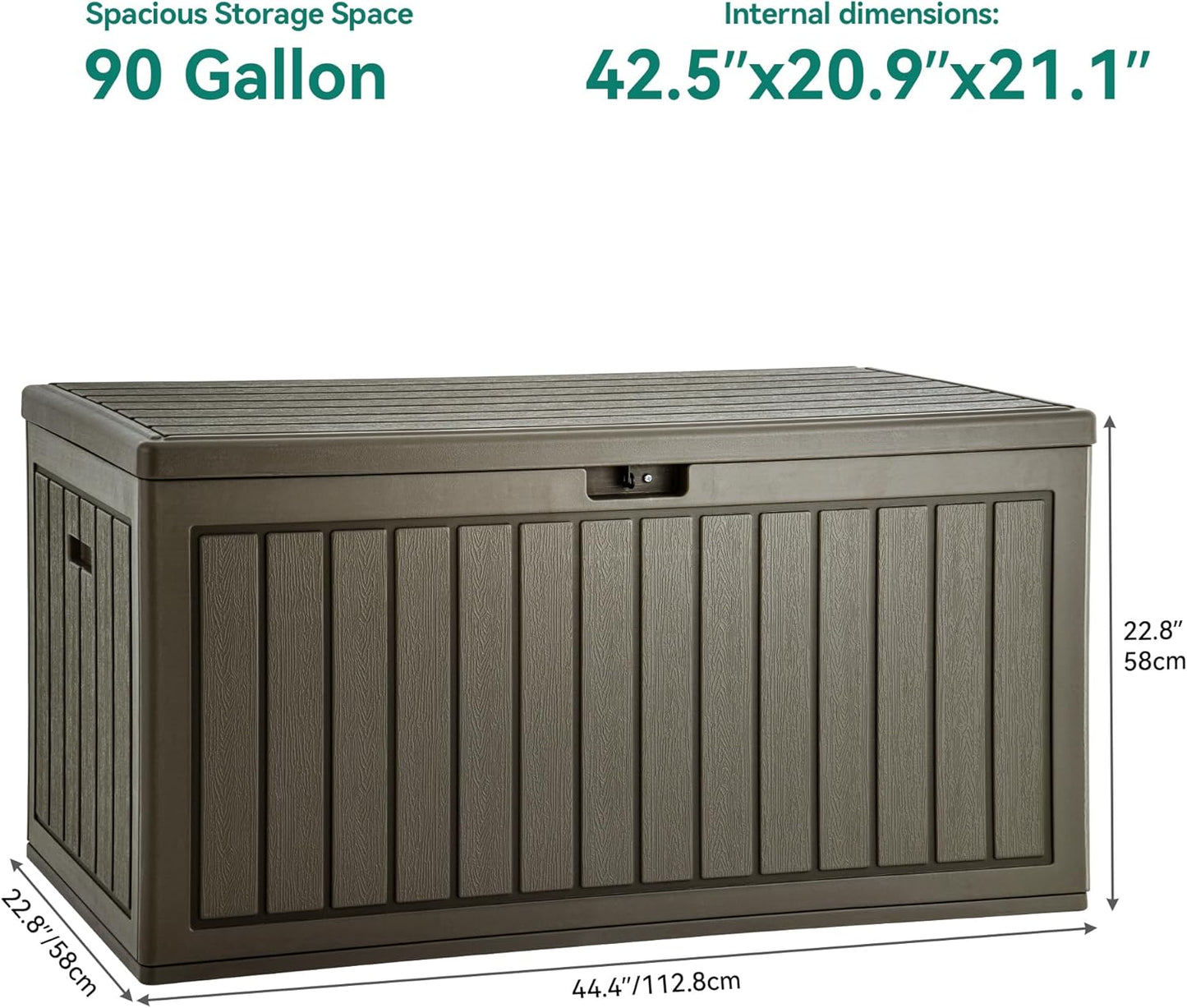 100 Gallon Resin Deck Box Weather Resistant Lockable Outdoor Storage Taupe