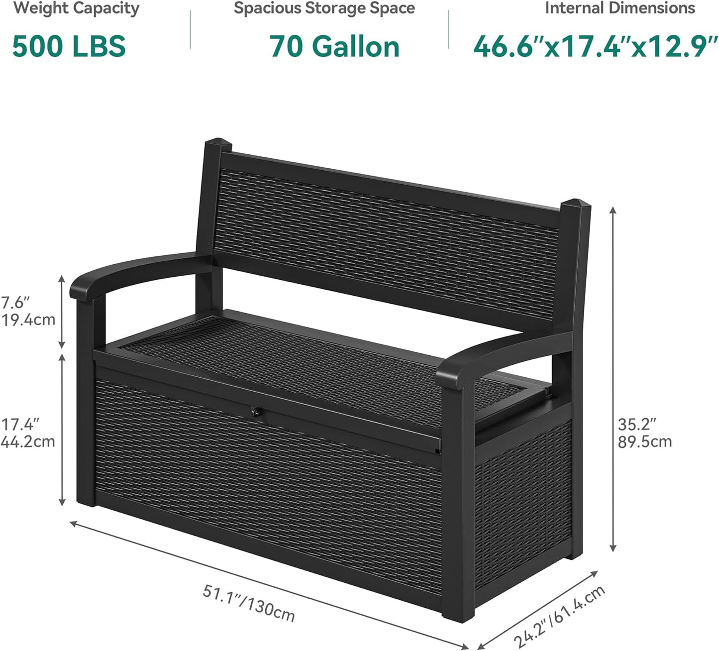 260 Gallon XXL Deck Box Outdoor Resin Lockable Water Resistant Storage Brown