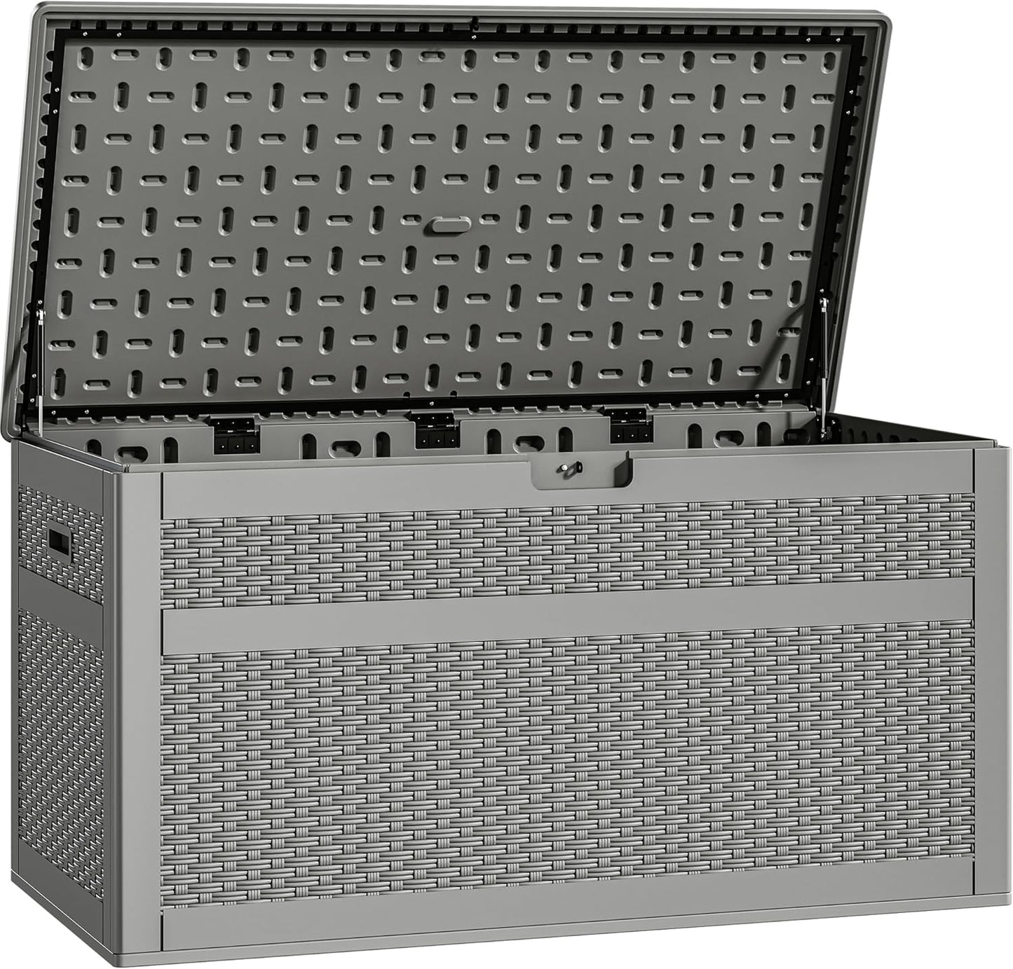 100 Gallon Resin Deck Box Weather Resistant Lockable Outdoor Storage Taupe
