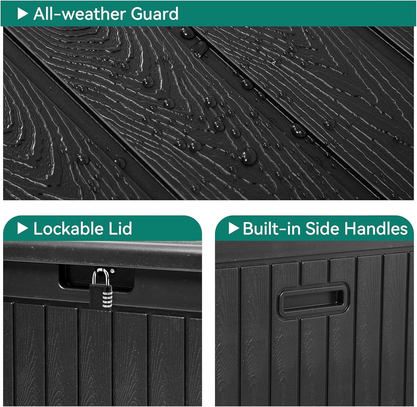 260 Gallon XXL Deck Box Outdoor Resin Lockable Water Resistant Storage Brown