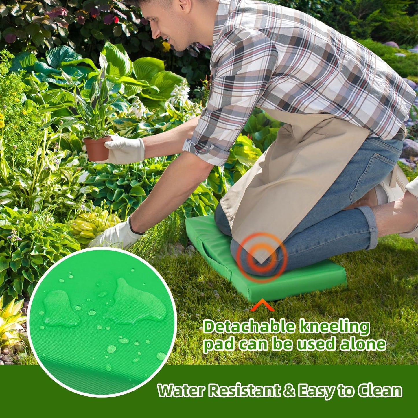 Foldable Heavy Duty Garden Kneeler and Seat with EVA Pad and Tool Pouches