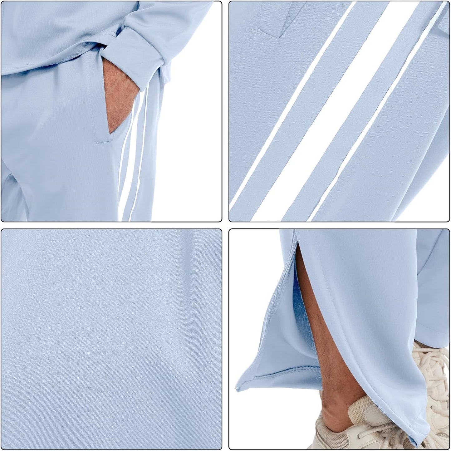 2 Piece Casual Sweat Jogging Suit Set Athletic Full Zip Hoodies