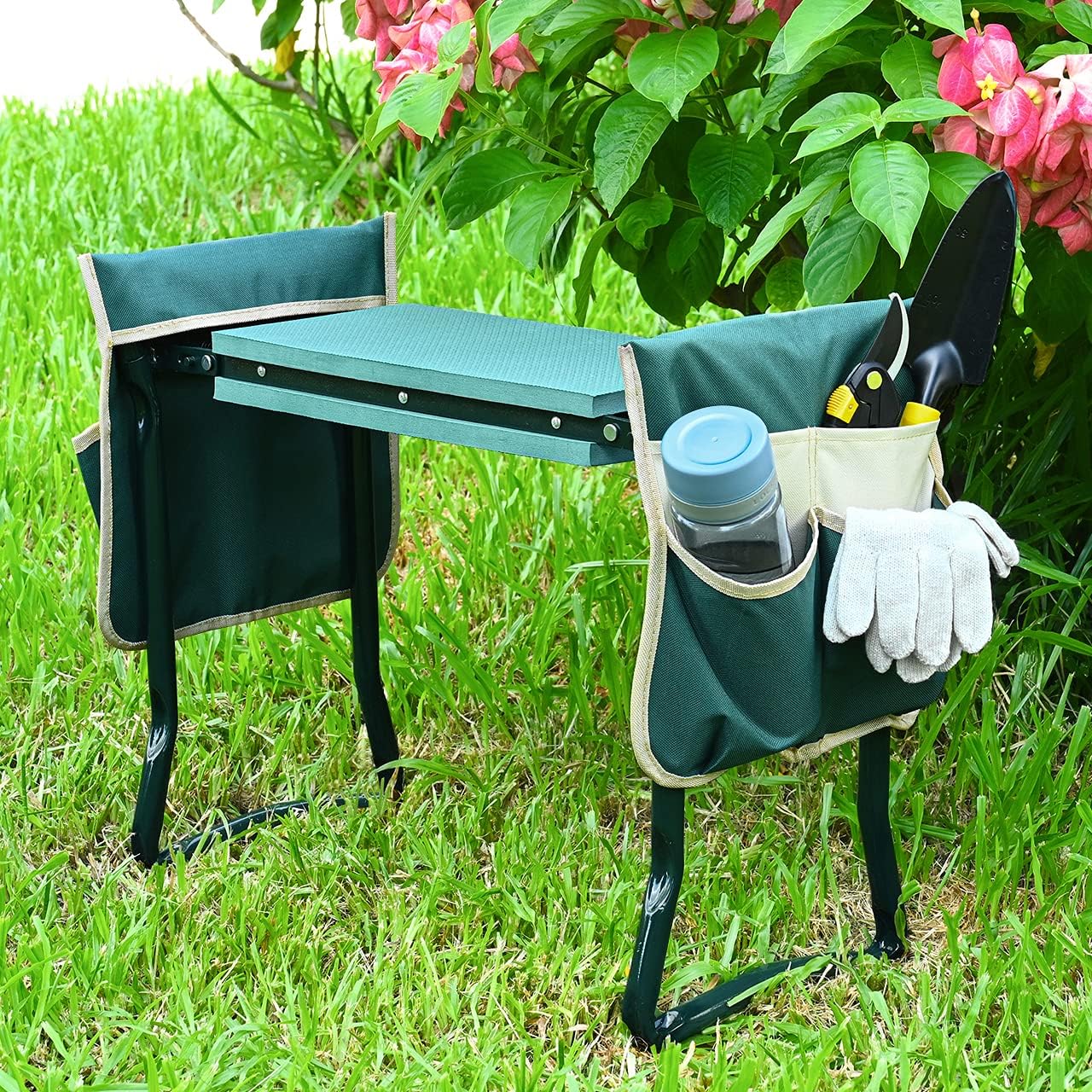 Upgraded Foldable Garden Kneeler and Seat with Soft Pad and Tool Pouches