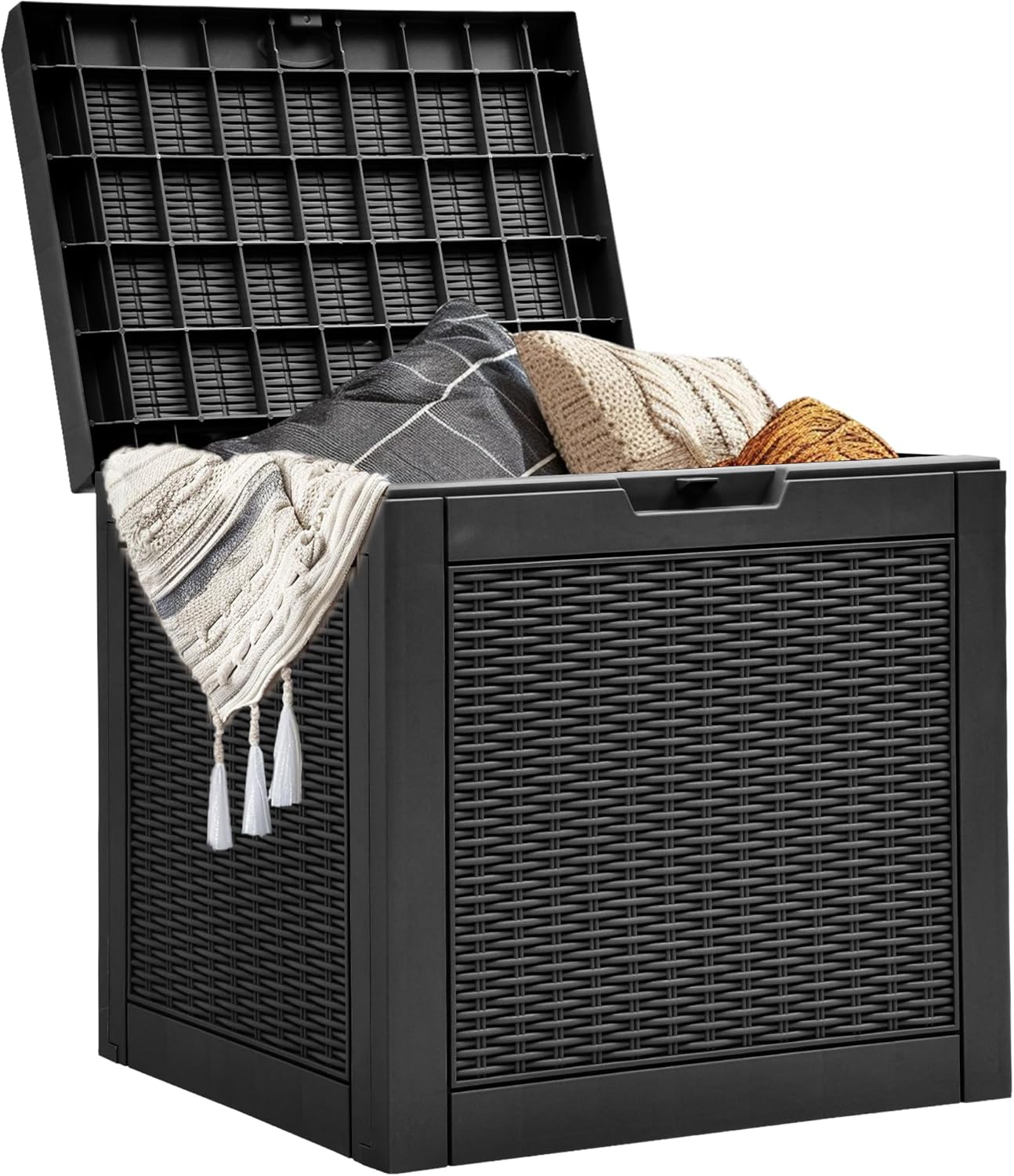 100 Gallon Resin Deck Box Weather Resistant Lockable Outdoor Storage Taupe