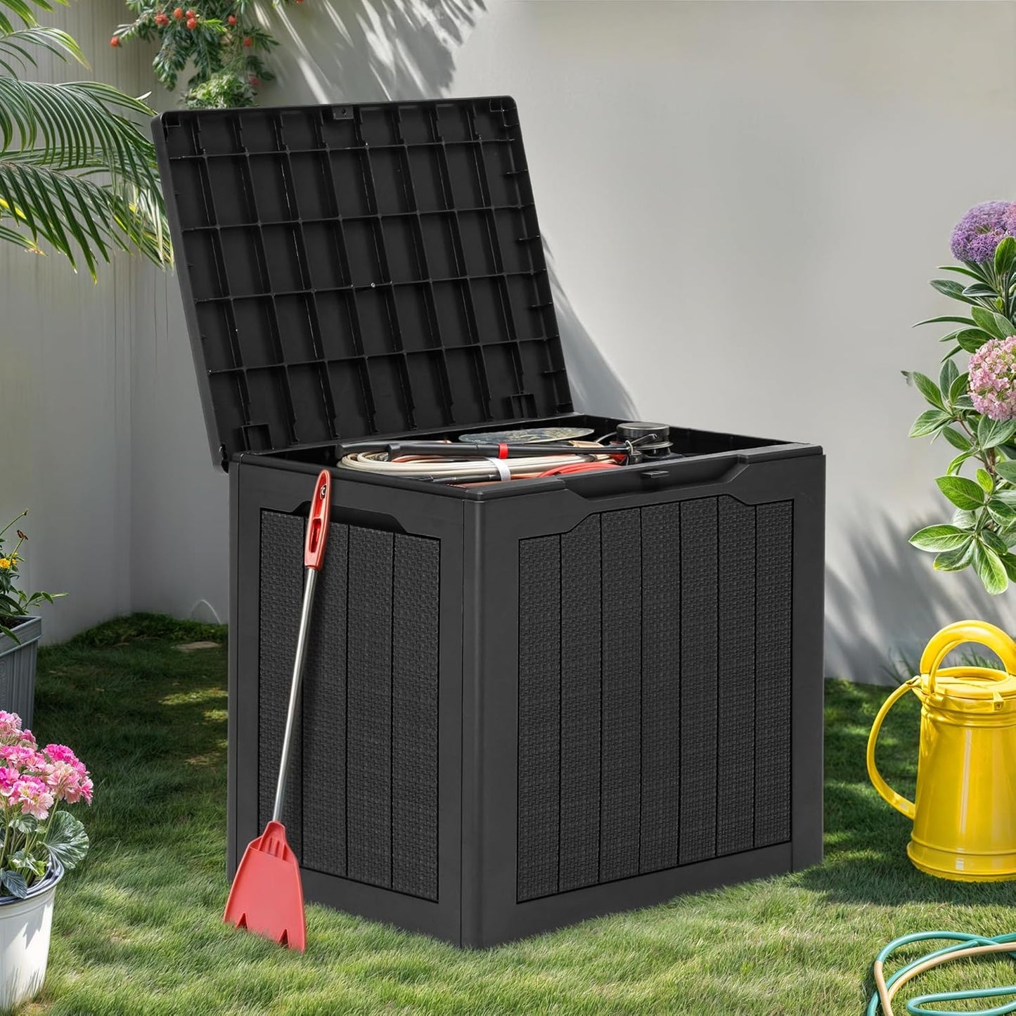 260 Gallon XXL Deck Box Outdoor Resin Lockable Water Resistant Storage Brown