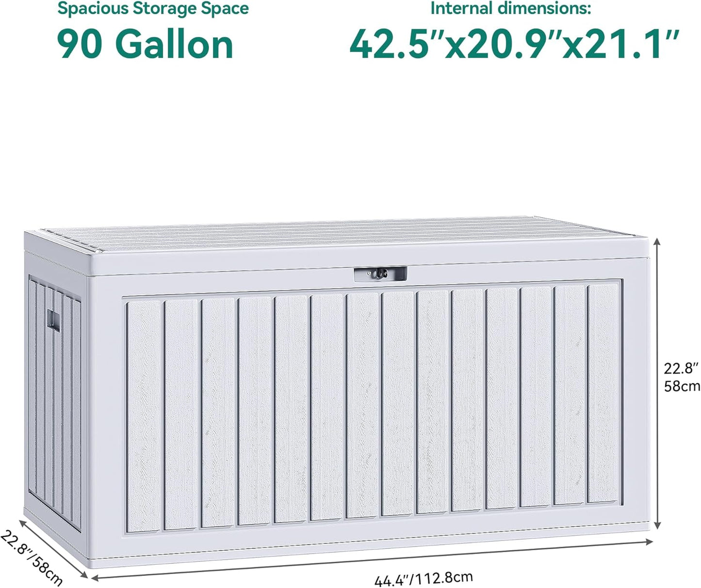 100 Gallon Resin Deck Box Weather Resistant Lockable Outdoor Storage Taupe