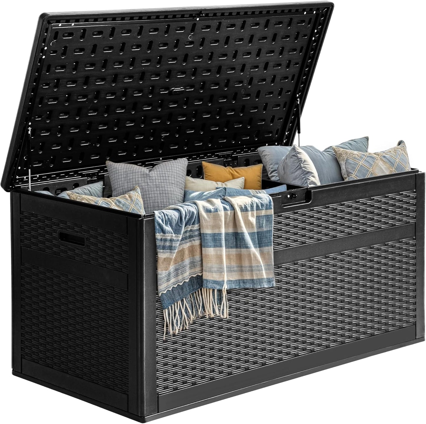 260 Gallon XXL Deck Box Outdoor Resin Lockable Water Resistant Storage Brown