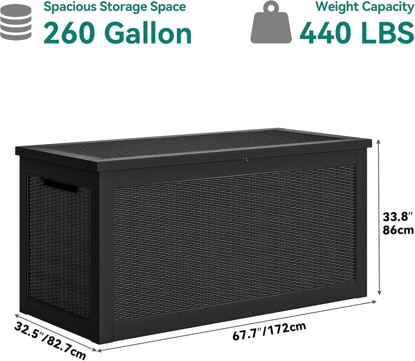 100 Gallon Resin Deck Box Weather Resistant Lockable Outdoor Storage Taupe