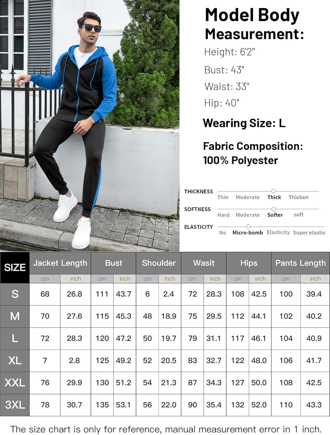 Zip Up Hoodie Sweatsuits Athletic Jogging Suit Set Casual Outfit with Pockets