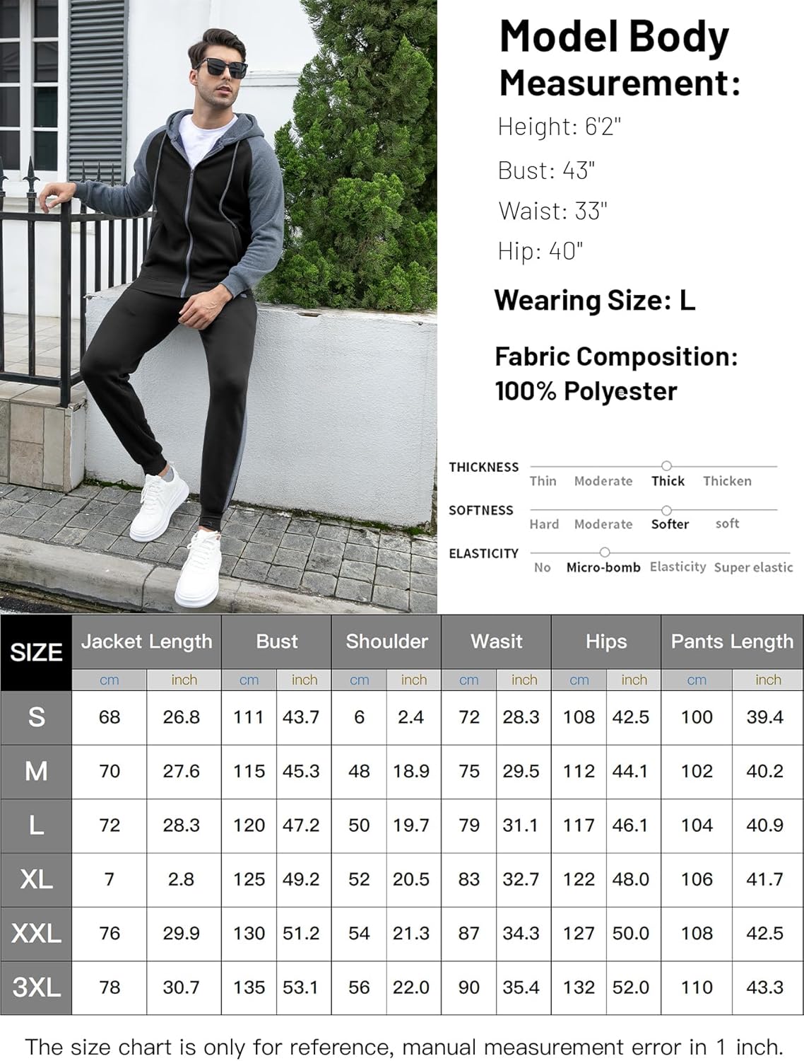 Zip Up Hoodie Sweatsuits Athletic Jogging Suit Set Casual Outfit with Pockets