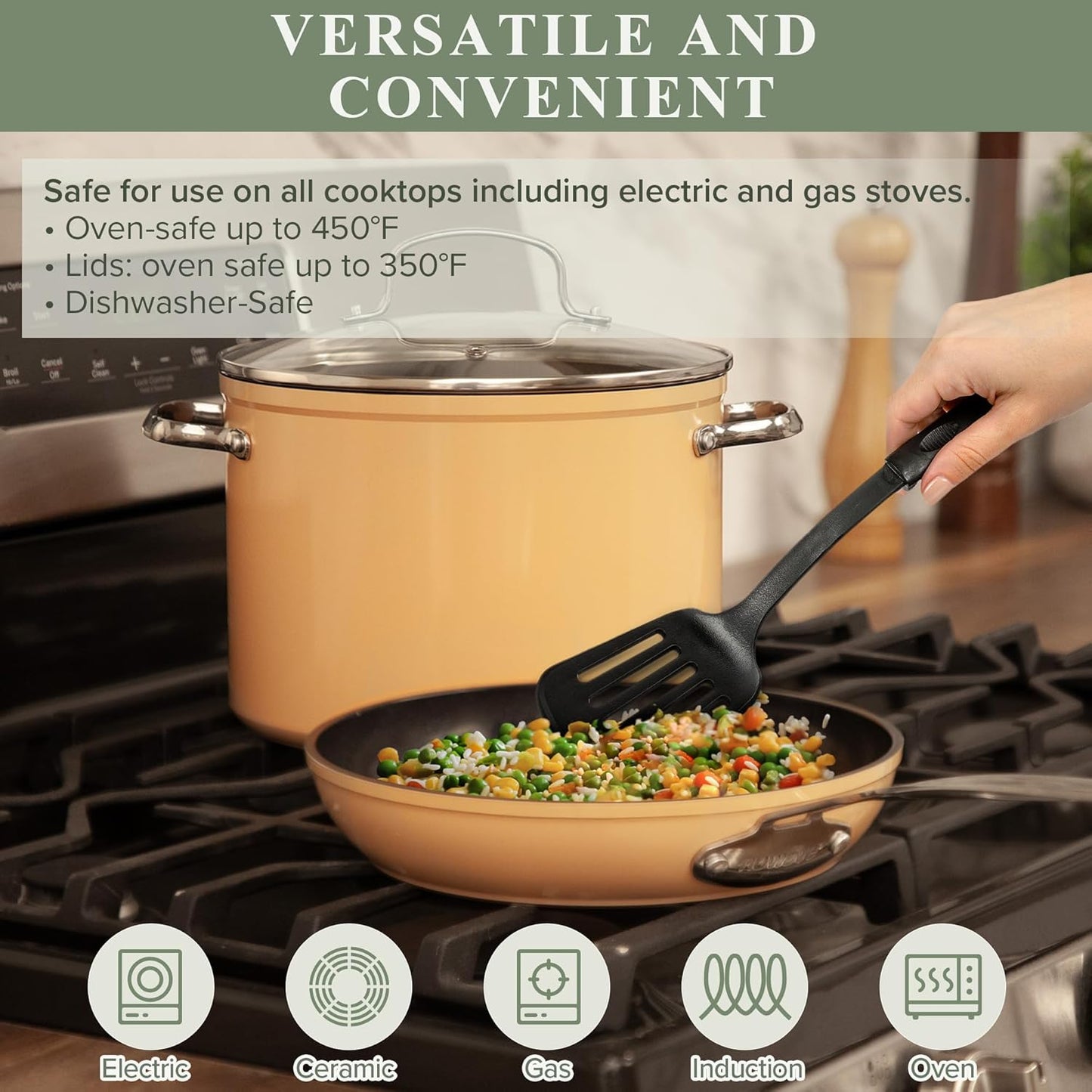 Duralon Blue Ceramic Nonstick Cookware Set Diamond Infused PFAS Free