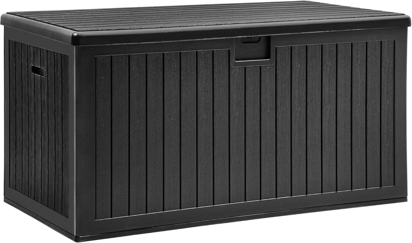 100 Gallon Resin Deck Box Weather Resistant Lockable Outdoor Storage Taupe