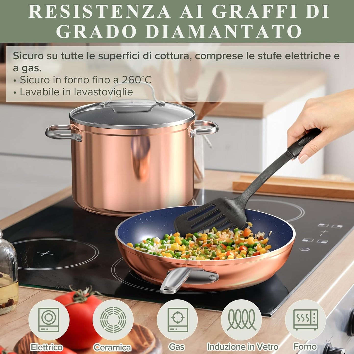 Duralon Blue Ceramic Nonstick Cookware Set Diamond Infused PFAS Free