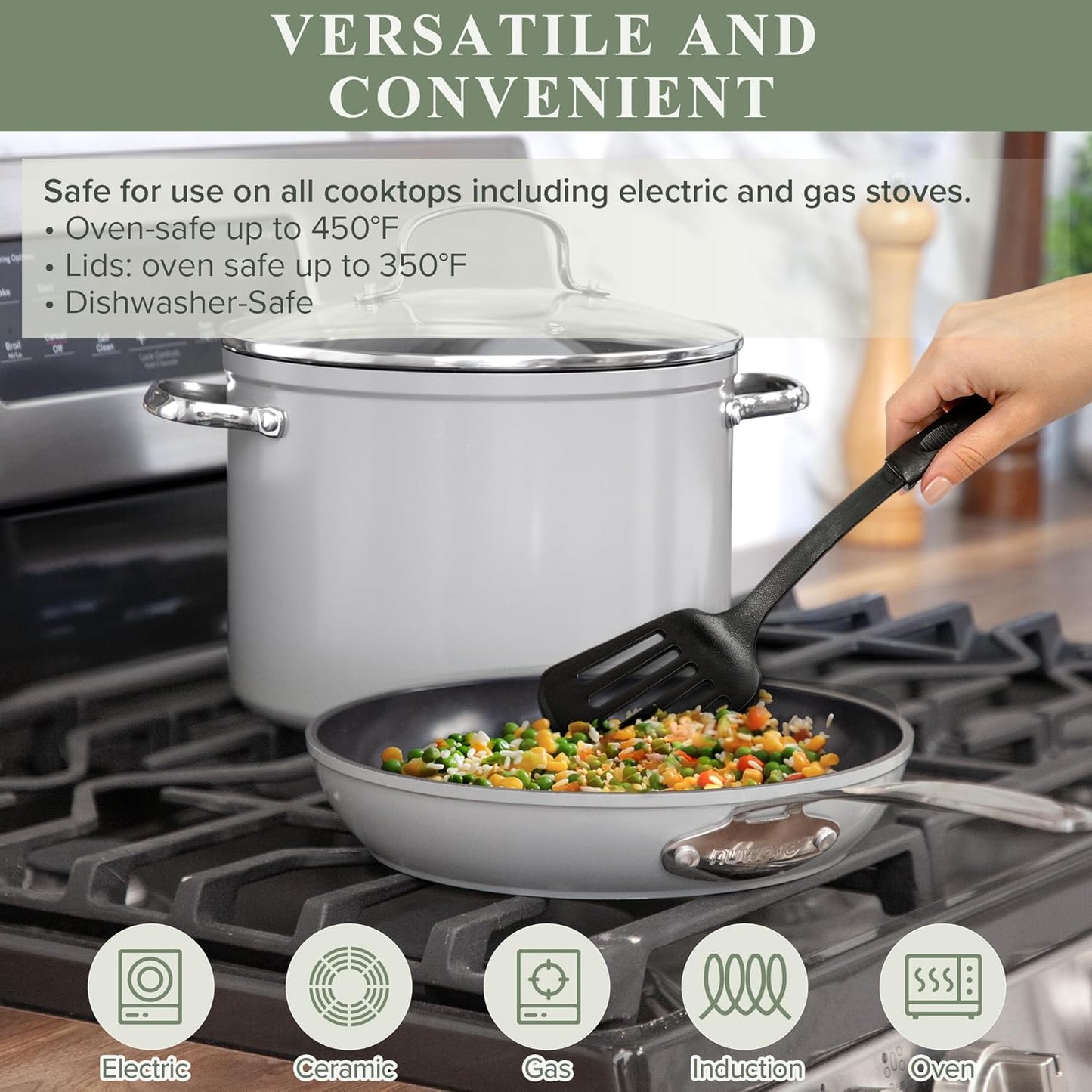 Duralon Blue Ceramic Nonstick Cookware Set Diamond Infused PFAS Free