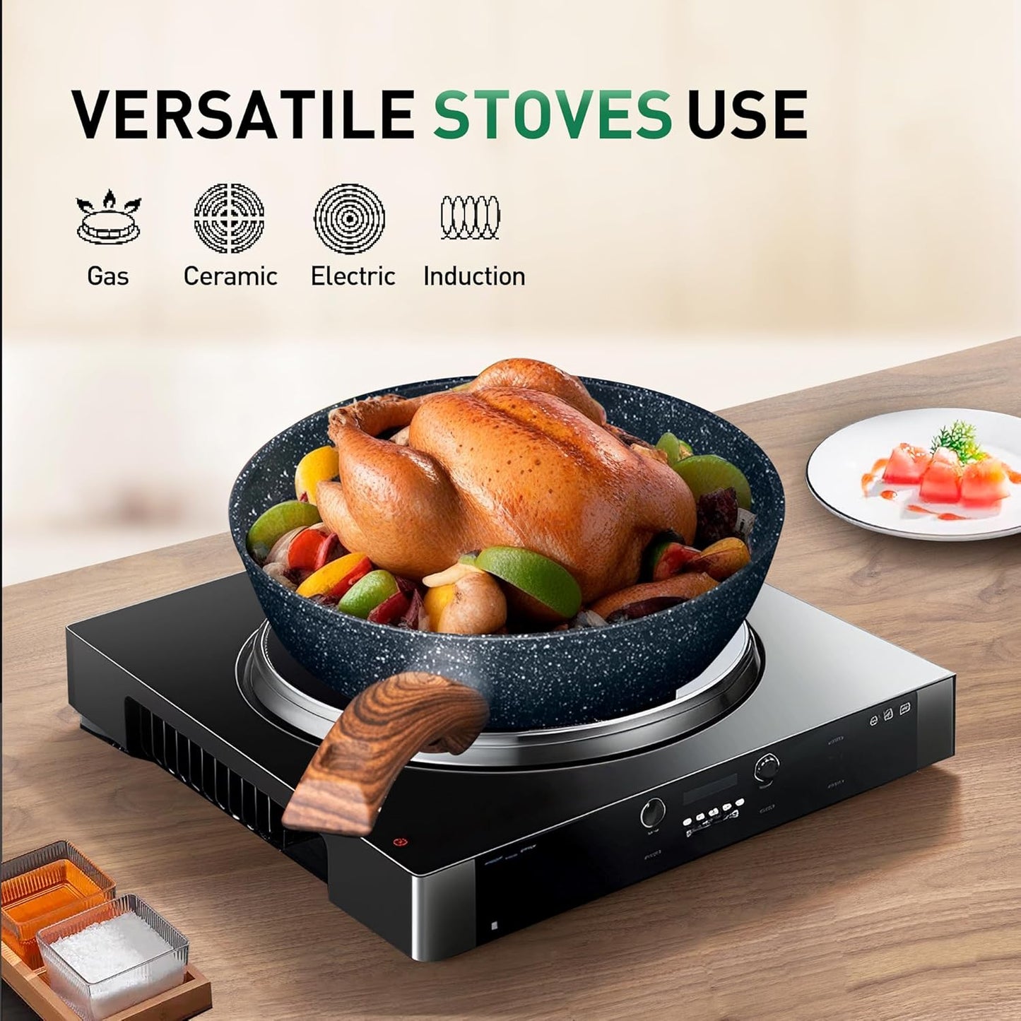12 Piece Green Granite Nonstick Pots and Pans Set Induction Compatible Cookware