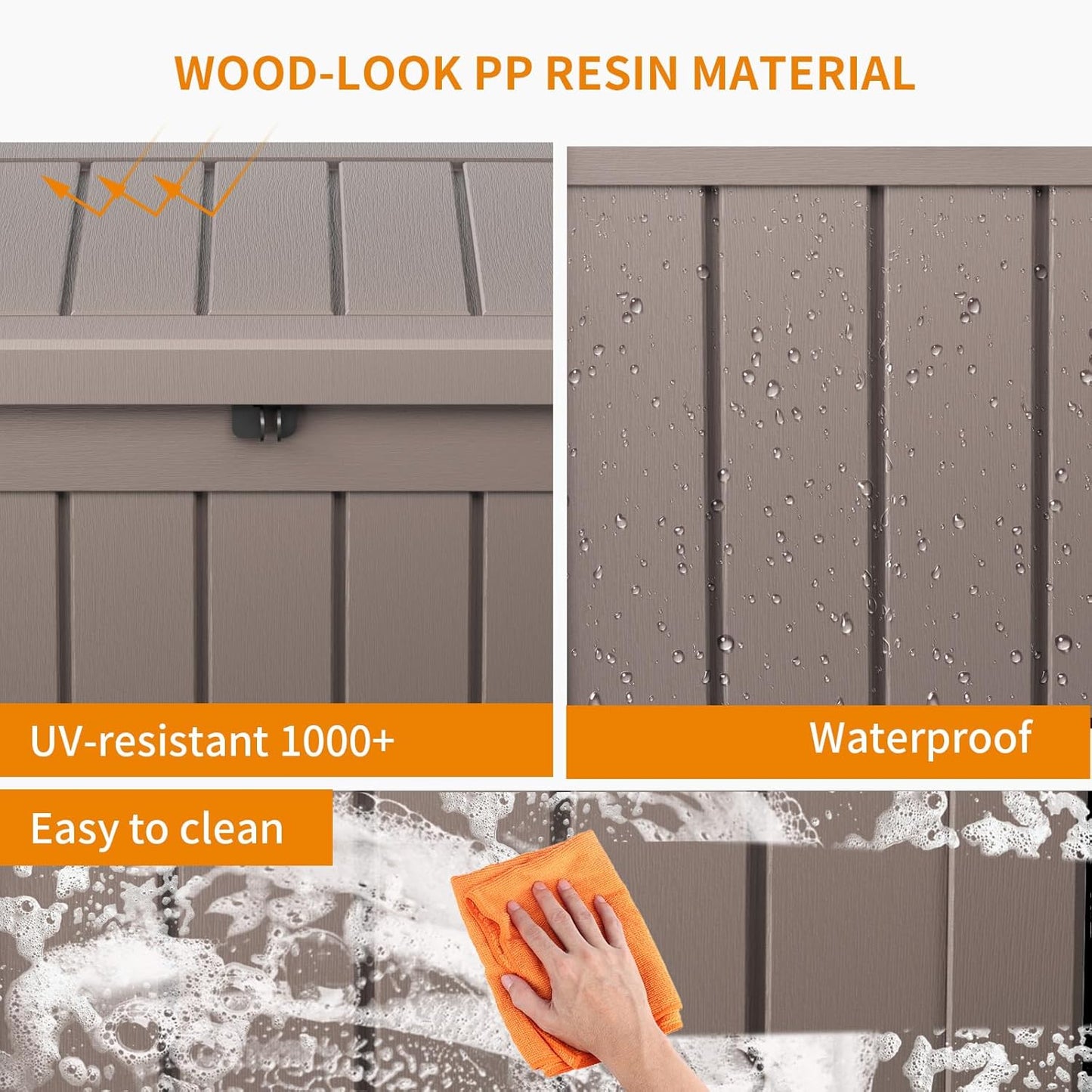 100 Gallon Resin Deck Box Lockable Waterproof Outdoor Storage Black