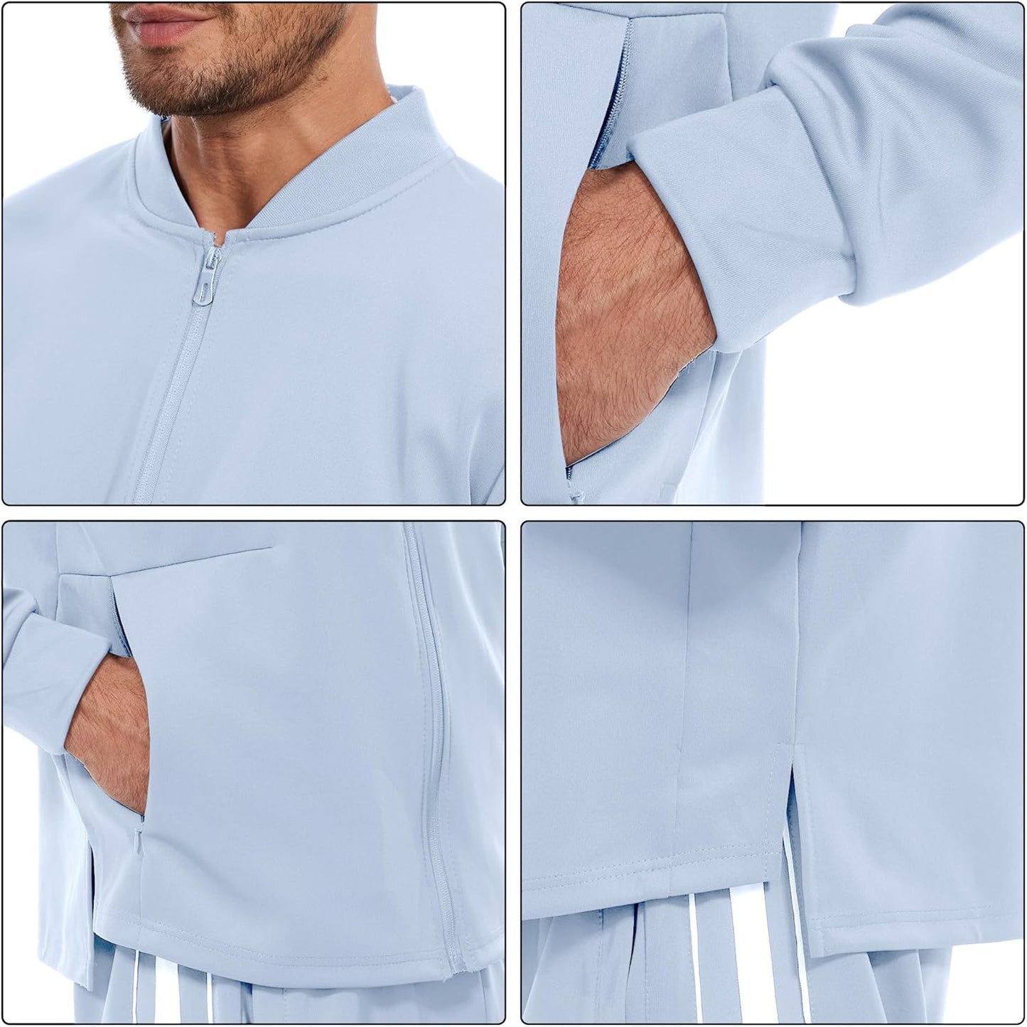 2 Piece Casual Sweat Jogging Suit Set Athletic Full Zip Hoodies