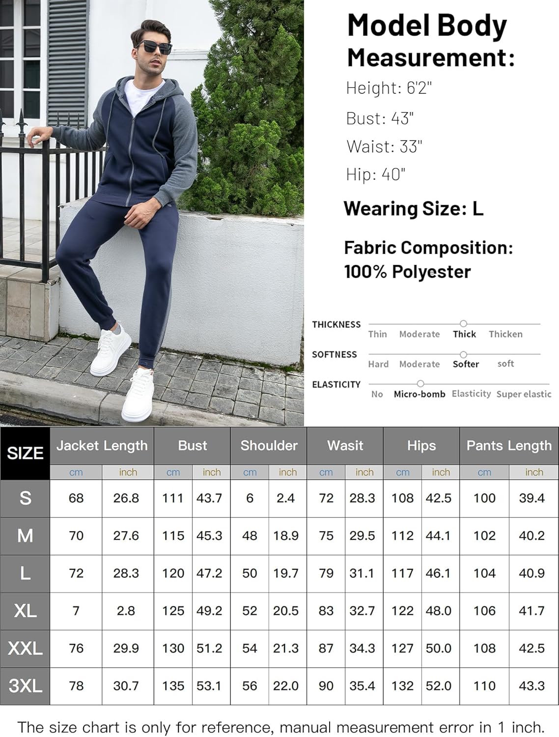 Zip Up Hoodie Sweatsuits Athletic Jogging Suit Set Casual Outfit with Pockets