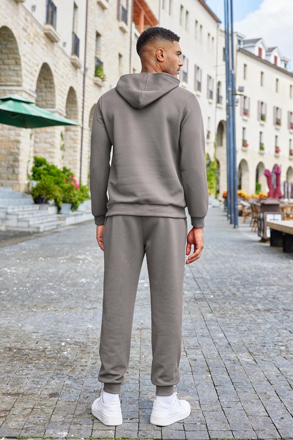 Men's Tracksuits 2 Pieces Waffle Hoodies Jogging Suit Set