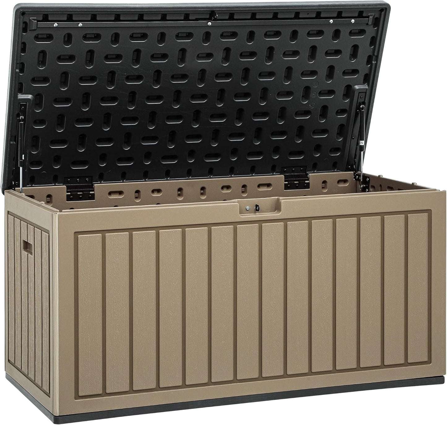 260 Gallon XXL Deck Box Outdoor Resin Lockable Water Resistant Storage Brown