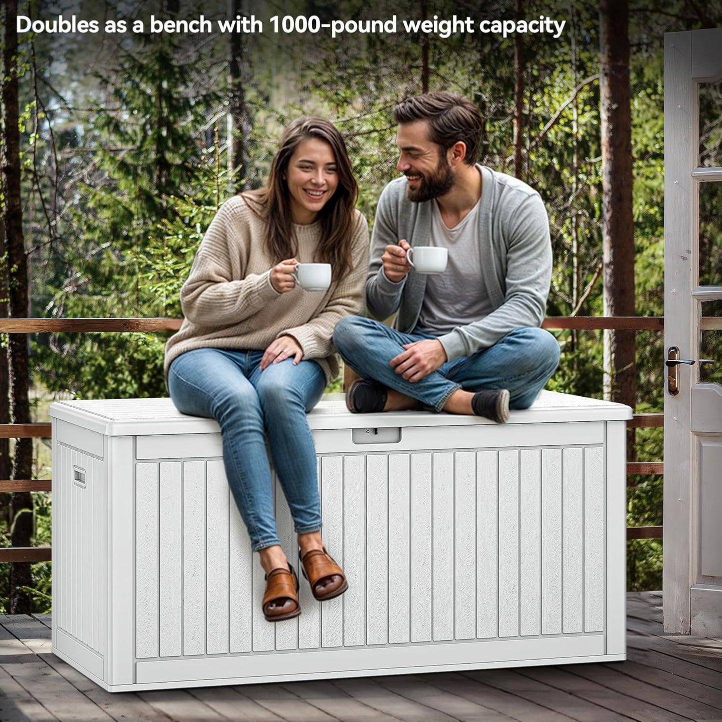 260 Gallon XXL Deck Box Outdoor Resin Lockable Water Resistant Storage Brown
