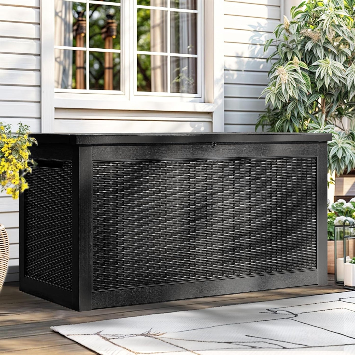 260 Gallon XXL Deck Box Outdoor Resin Lockable Water Resistant Storage Brown