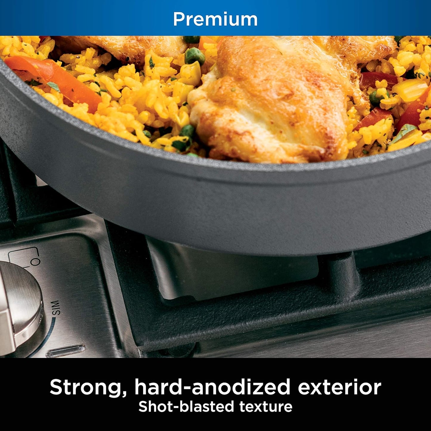 13 Piece Foodi NeverStick Hard Anodized Nonstick Cookware Set Oven Safe Grey