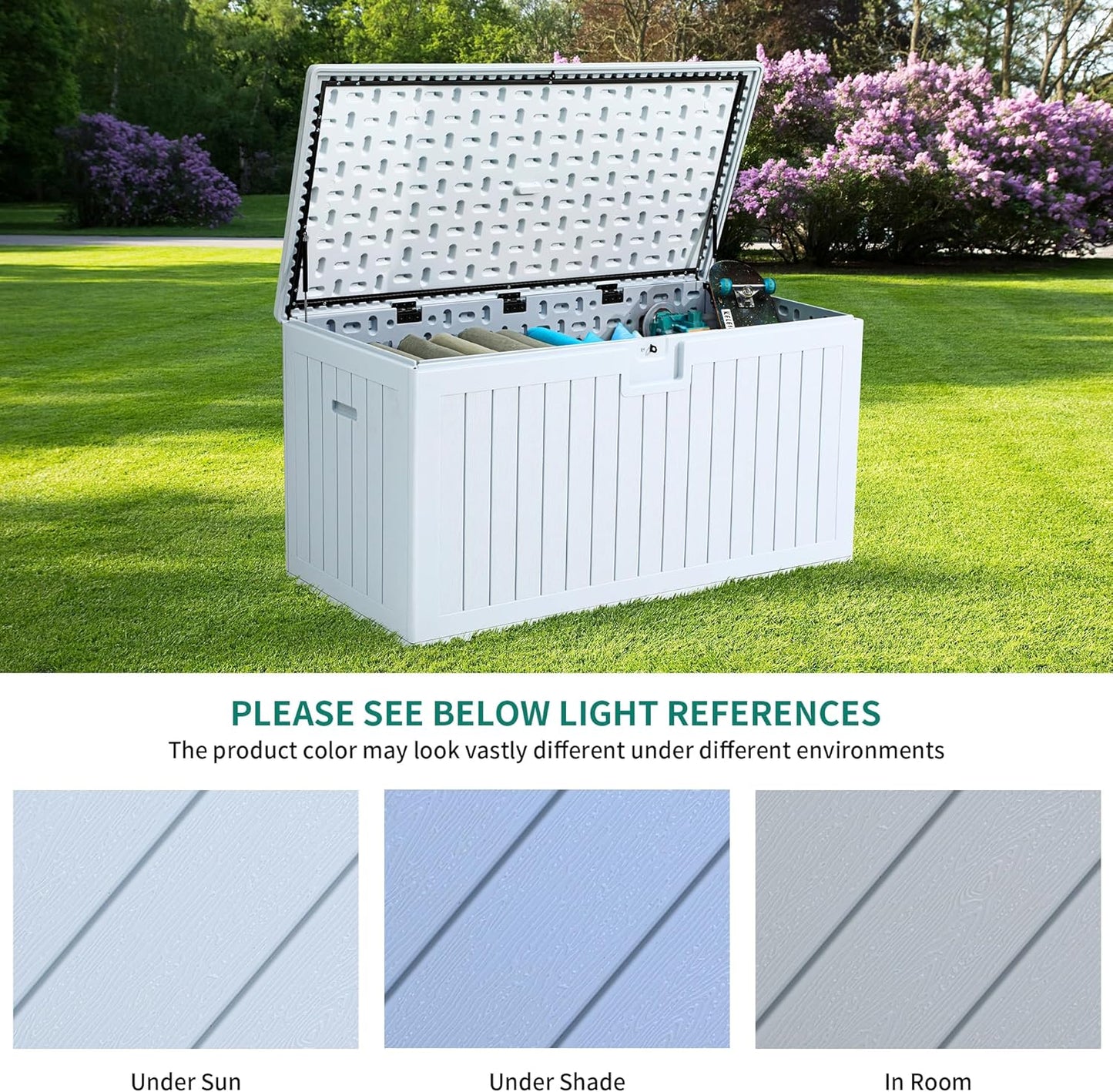 100 Gallon Resin Deck Box Weather Resistant Lockable Outdoor Storage Taupe