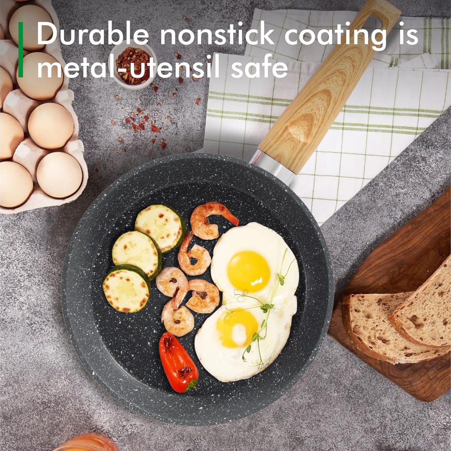 12 Piece Green Granite Nonstick Pots and Pans Set Induction Compatible Cookware