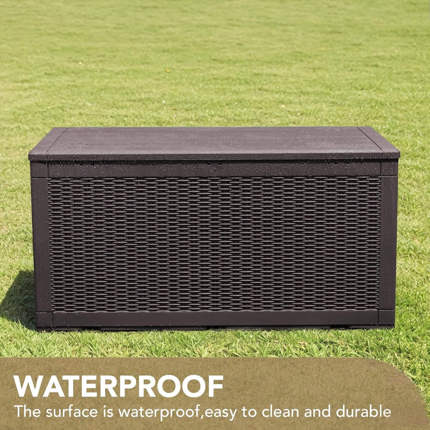 100 Gallon Large Resin Deck Box Waterproof Lockable Outdoor Storage Black
