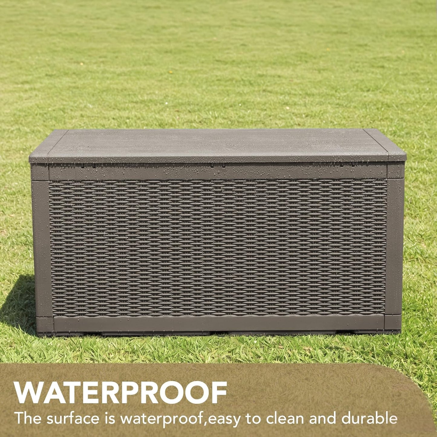 100 Gallon Large Resin Deck Box Waterproof Lockable Outdoor Storage Black