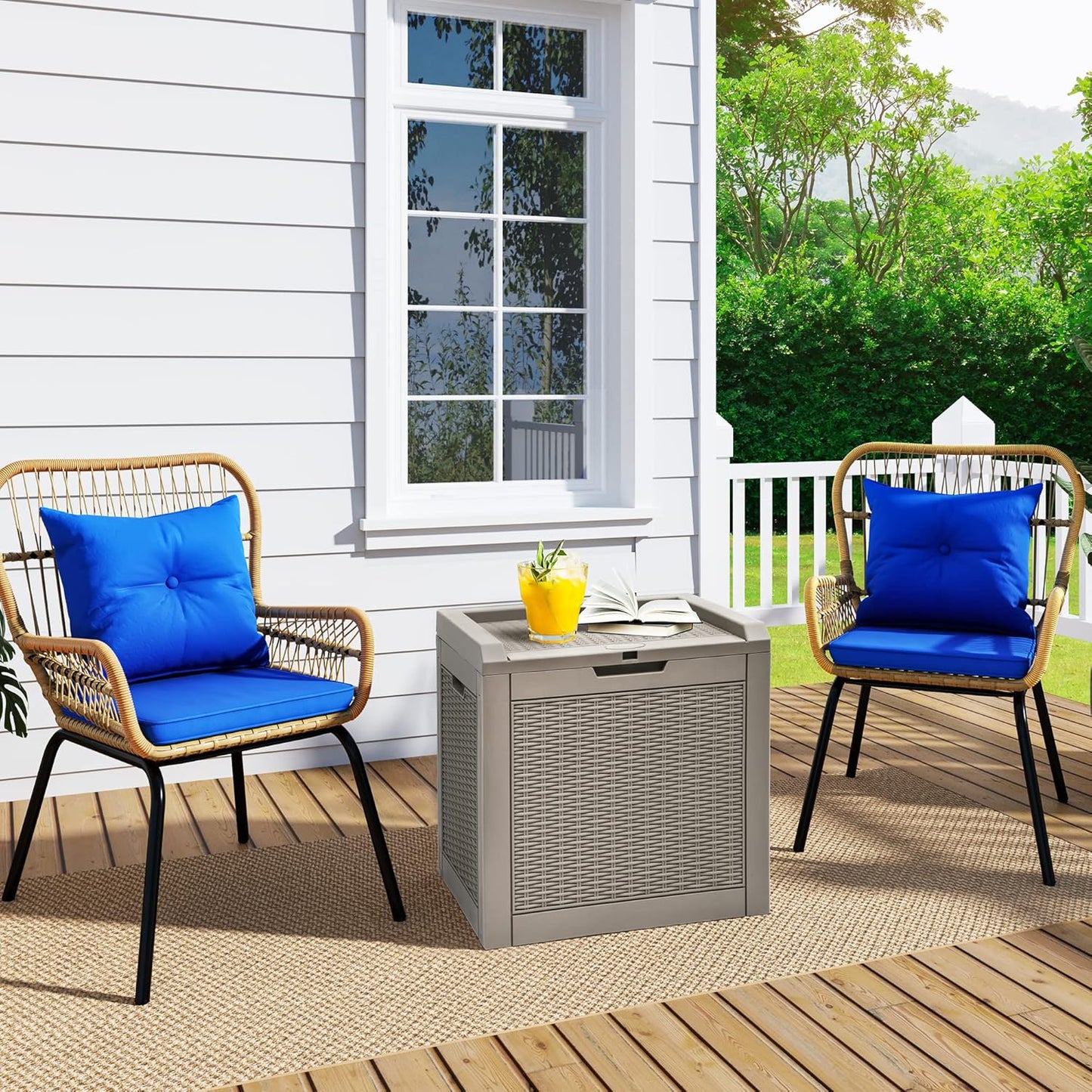 260 Gallon XXL Deck Box Outdoor Resin Lockable Water Resistant Storage Brown