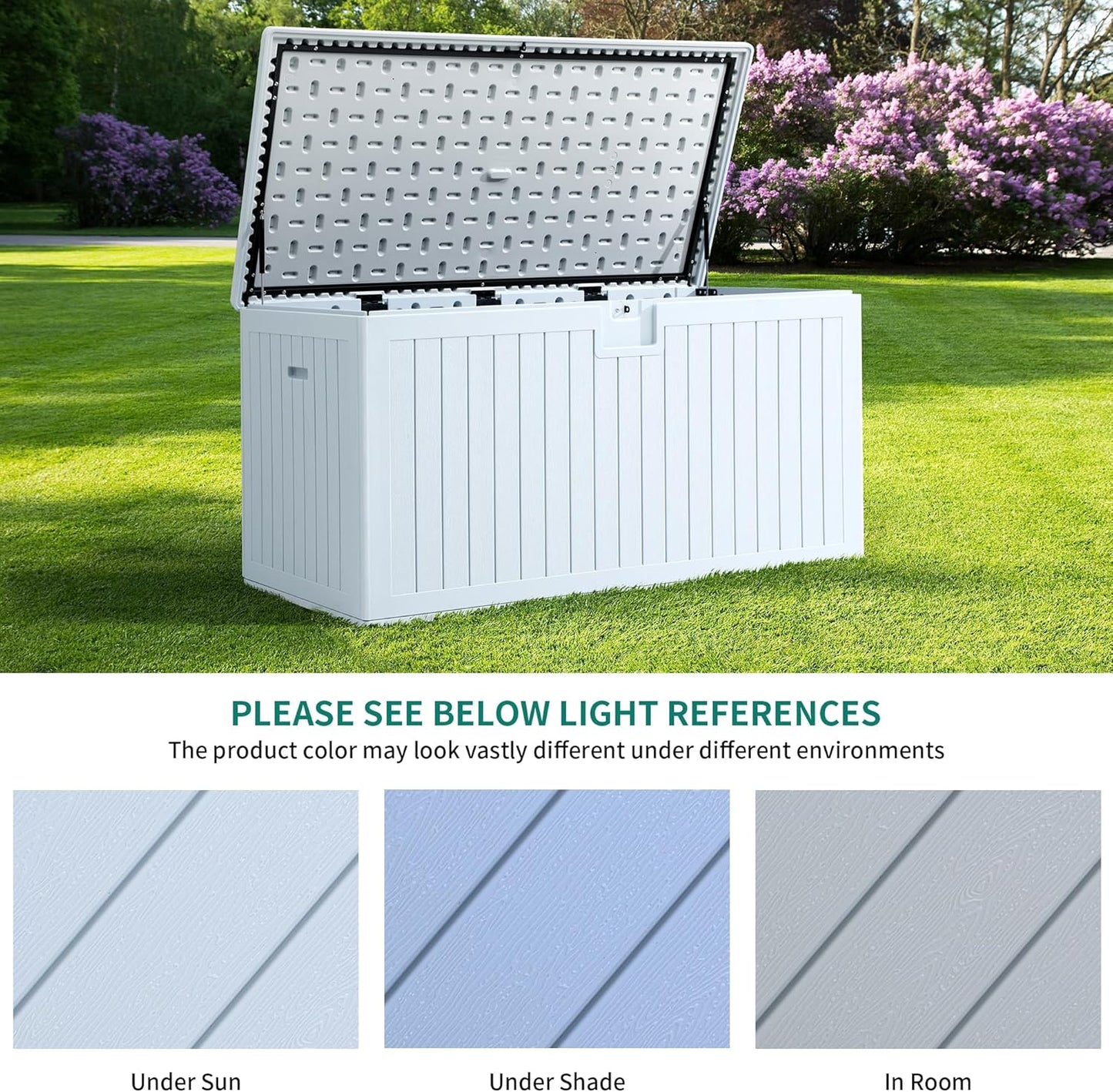 100 Gallon Resin Deck Box Weather Resistant Lockable Outdoor Storage Taupe